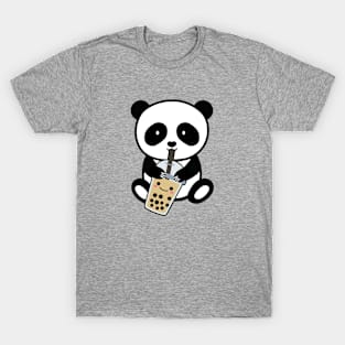 Kawaii Panda Drinking Boba Tea T-Shirt